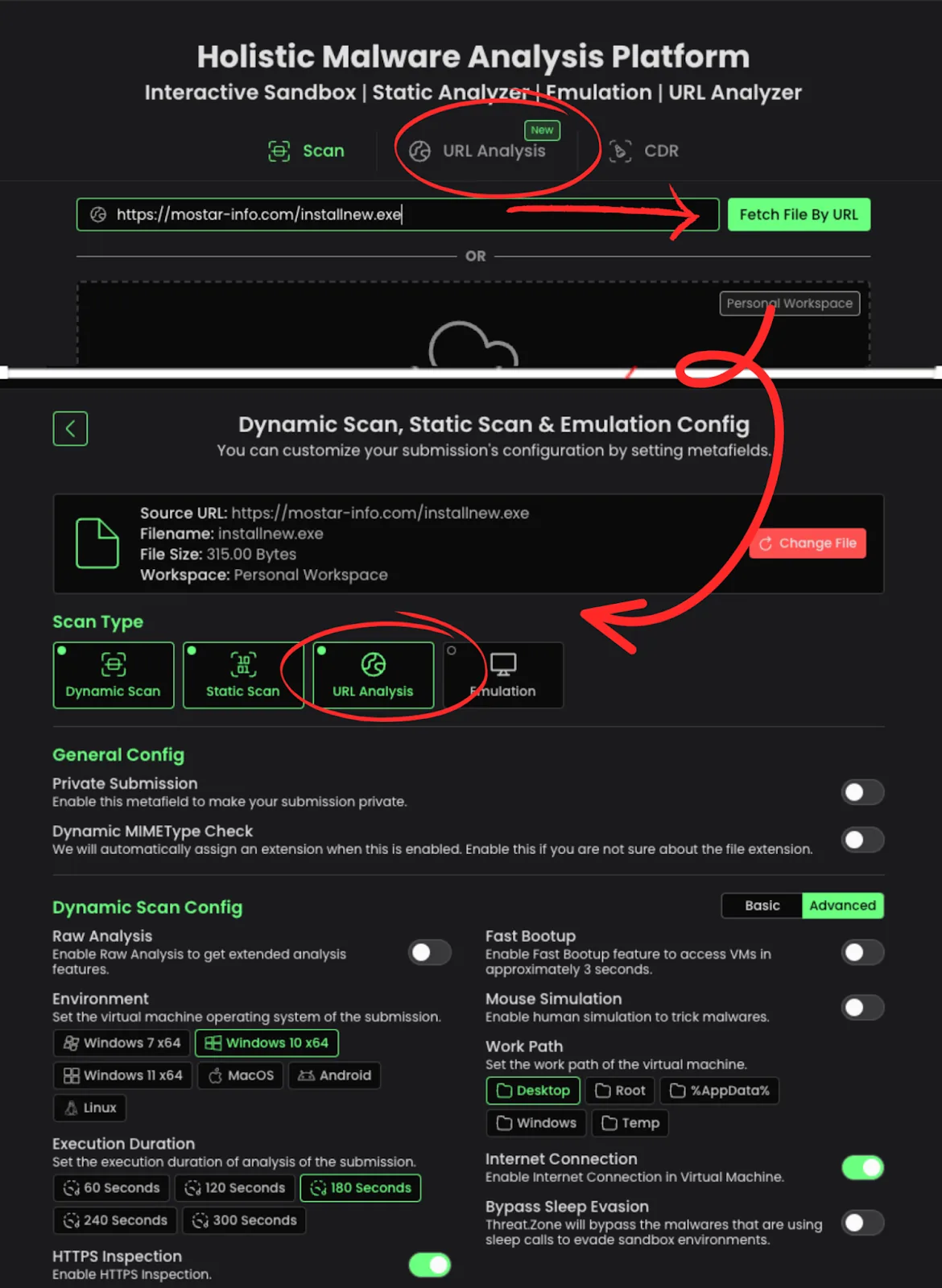 Example of URL Analysis see sample