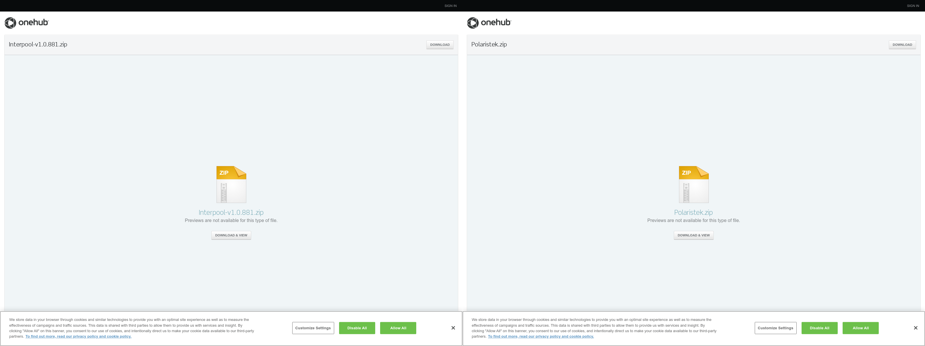Figure 2. Download links for the tool ZIP file containing the RMM agent from Onehub.