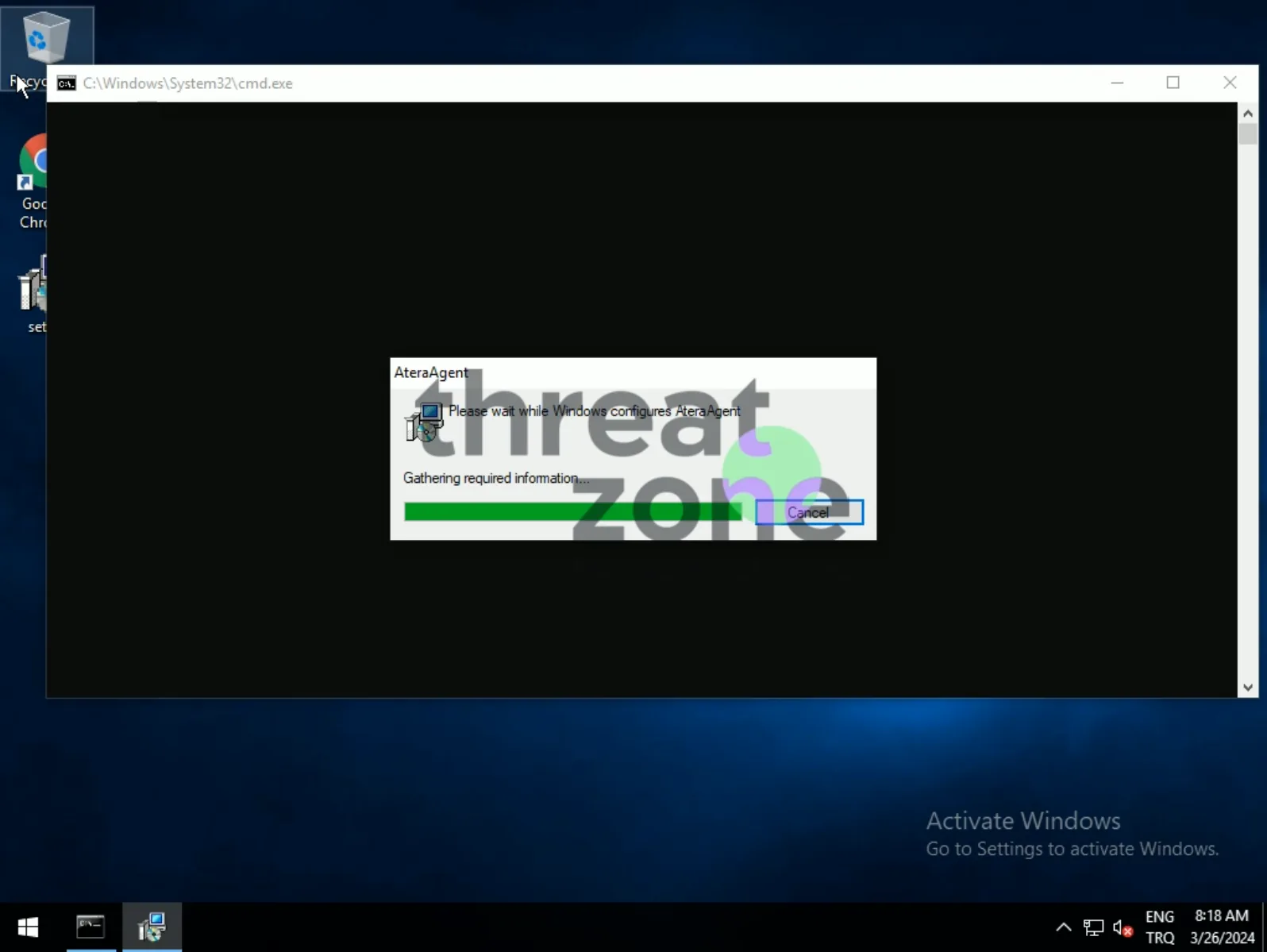 Figure 3. Looking at an example Atera Agent installation on our Threat.Zone 3 platform.